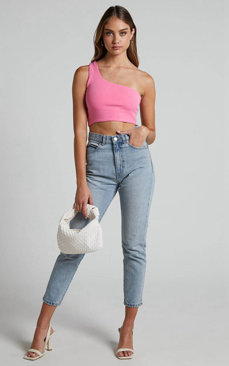 Showpo Bonny Top - One Shoulder Crop Top Pink | QXZUGE921