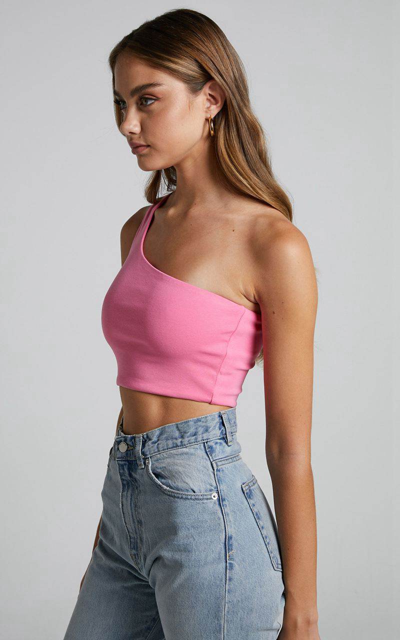 Showpo Bonny Top - One Shoulder Crop Top Pink | QXZUGE921