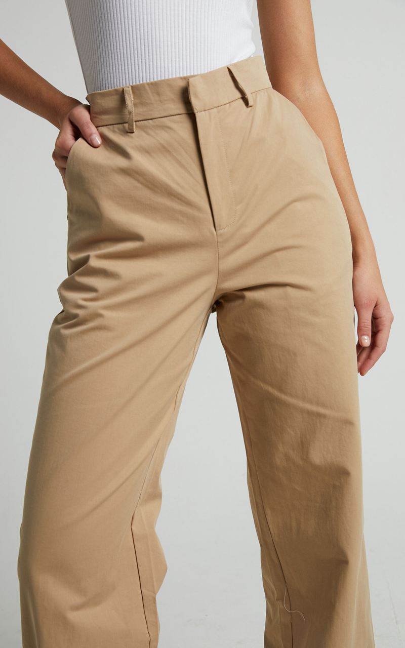 Showpo Brasilia Pant - High Waisted Straight Leg Tan | NJALUO863