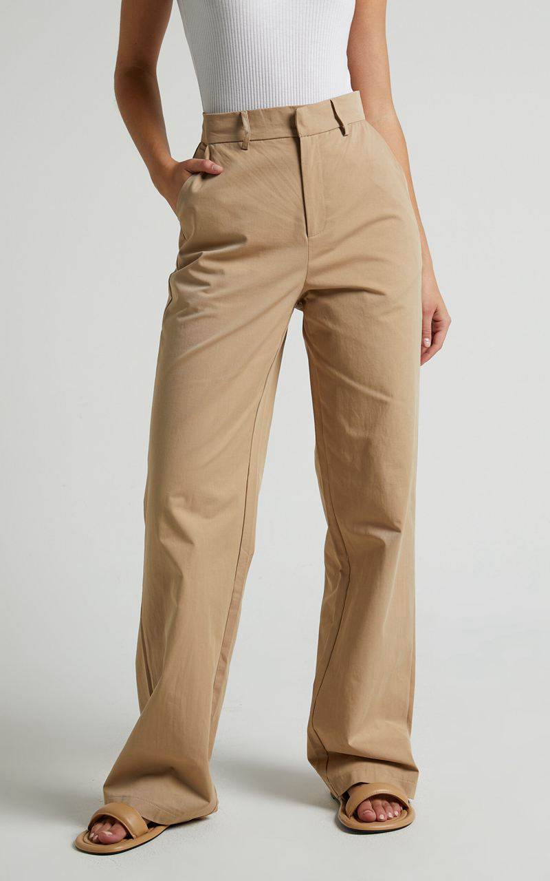 Showpo Brasilia Pant - High Waisted Straight Leg Tan | NJALUO863