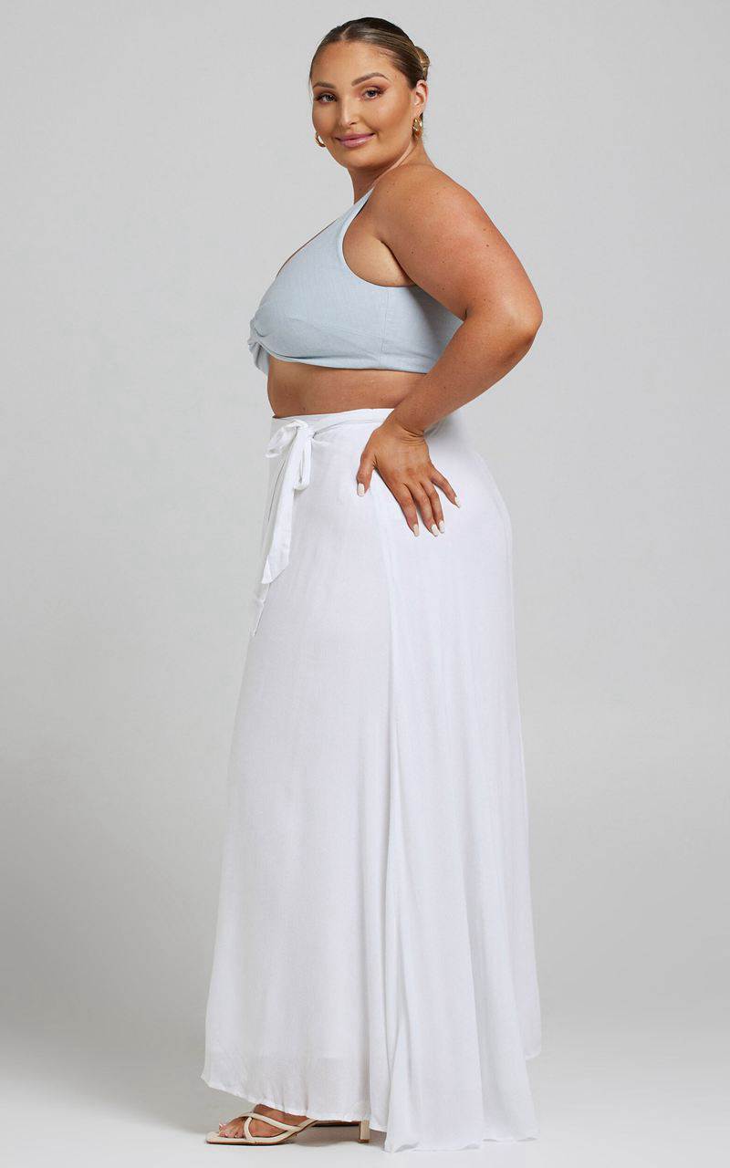 Showpo Break A Leg Maxi Skirt - Wrap Tie Skirt White | RMJLIK310