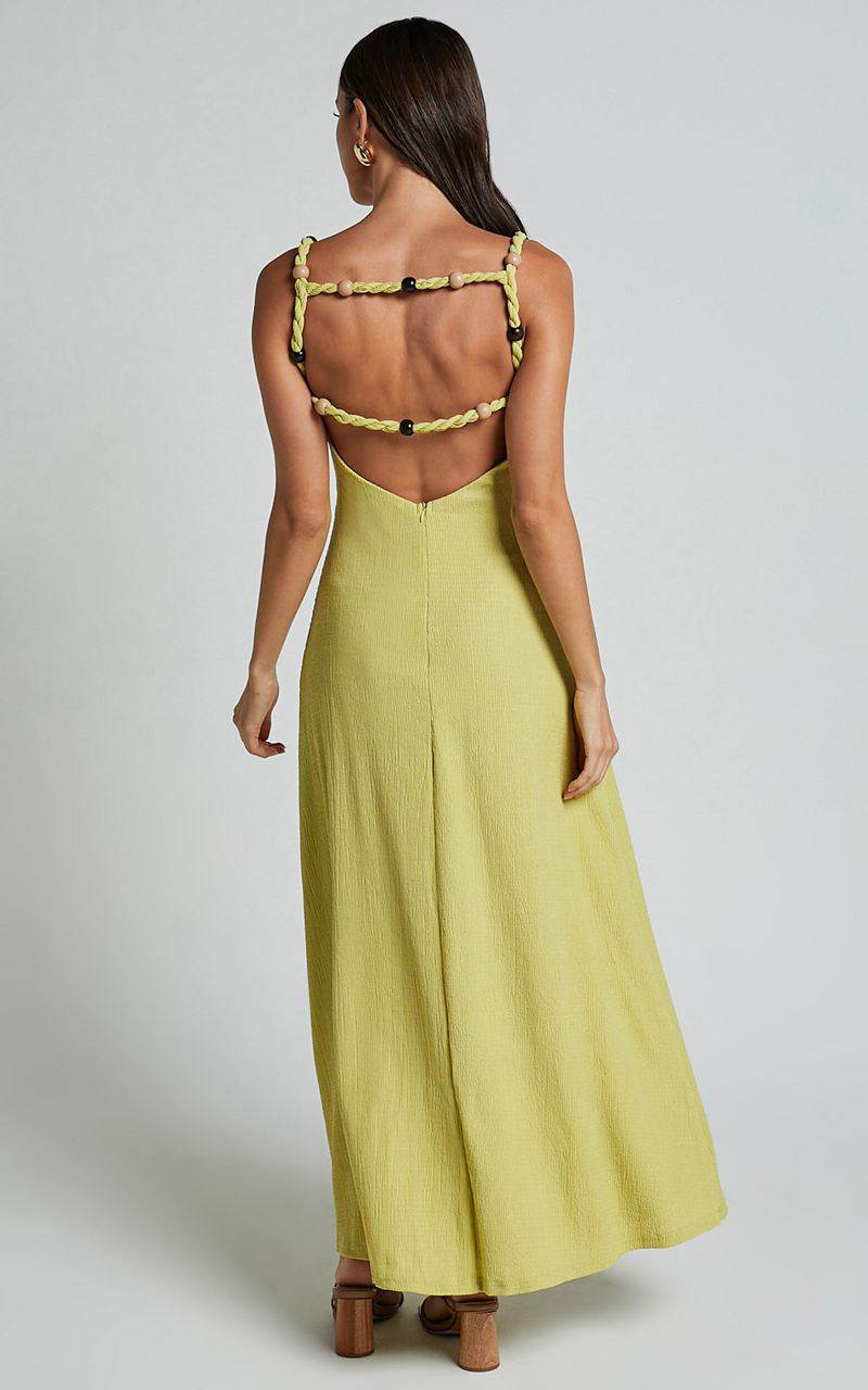 Showpo Brie Midi Dress - Scoop Neck Knit Slip Dress Chartreuse | JCTEMB375