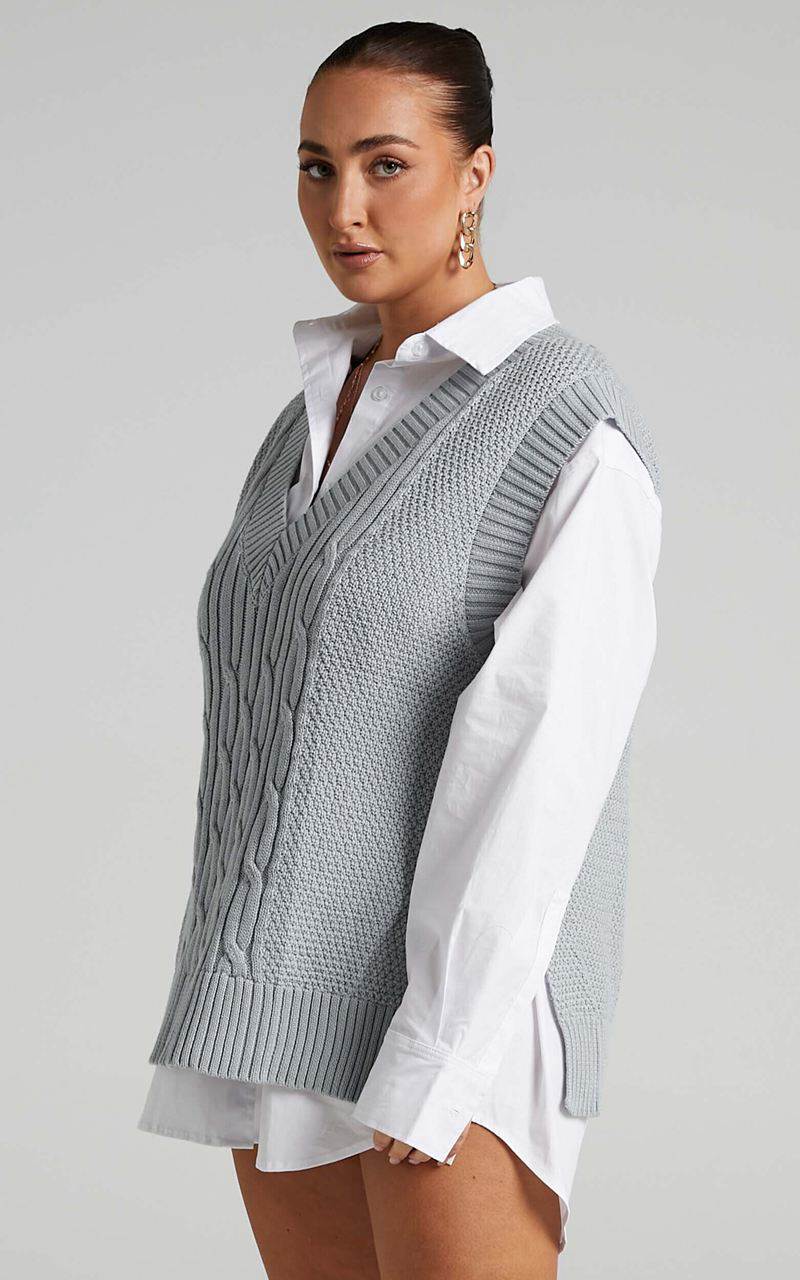 Showpo Cadha Vest - Knit Sweater Vest Grey | XBYNUT283