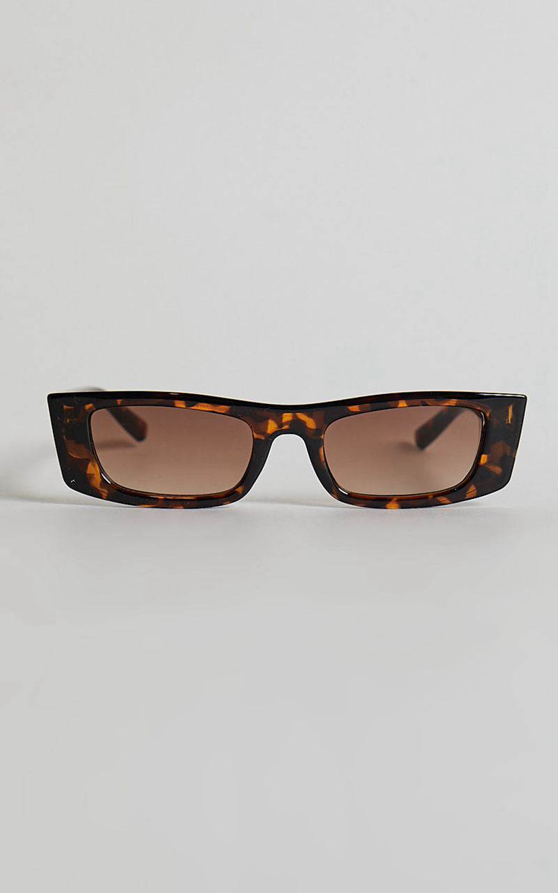 Showpo Cady Sunglasses - Thin Rectangle Sunglasses Tort | DPBYSZ417