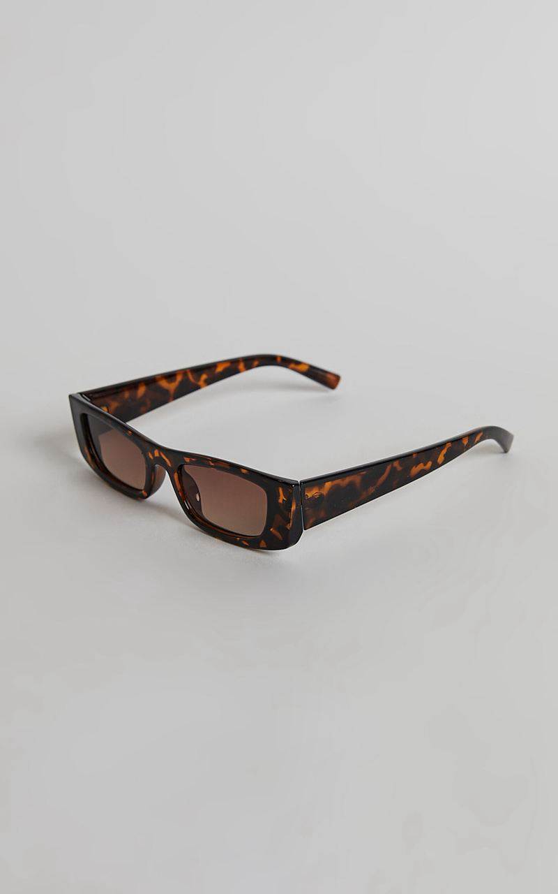 Showpo Cady Sunglasses - Thin Rectangle Sunglasses Tort | DPBYSZ417