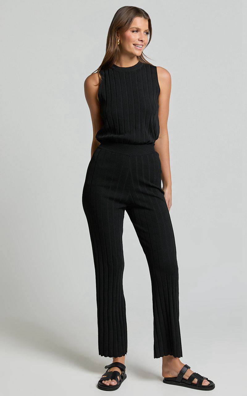 Showpo Candice Pants - Knitted High Waist Pants Black | FQSEUJ901