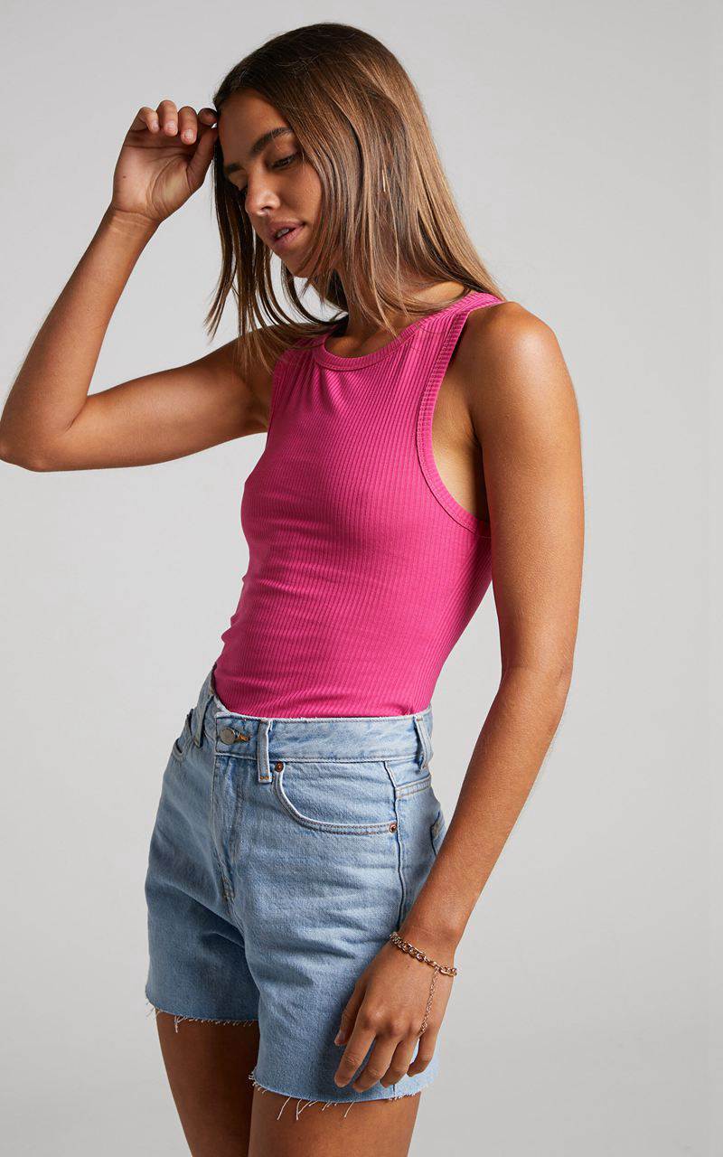 Showpo Can't You Tell Top - Ribbed Tank Top Hot Pink | ZFJUXV842