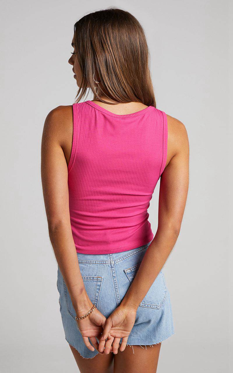 Showpo Can't You Tell Top - Ribbed Tank Top Hot Pink | ZFJUXV842