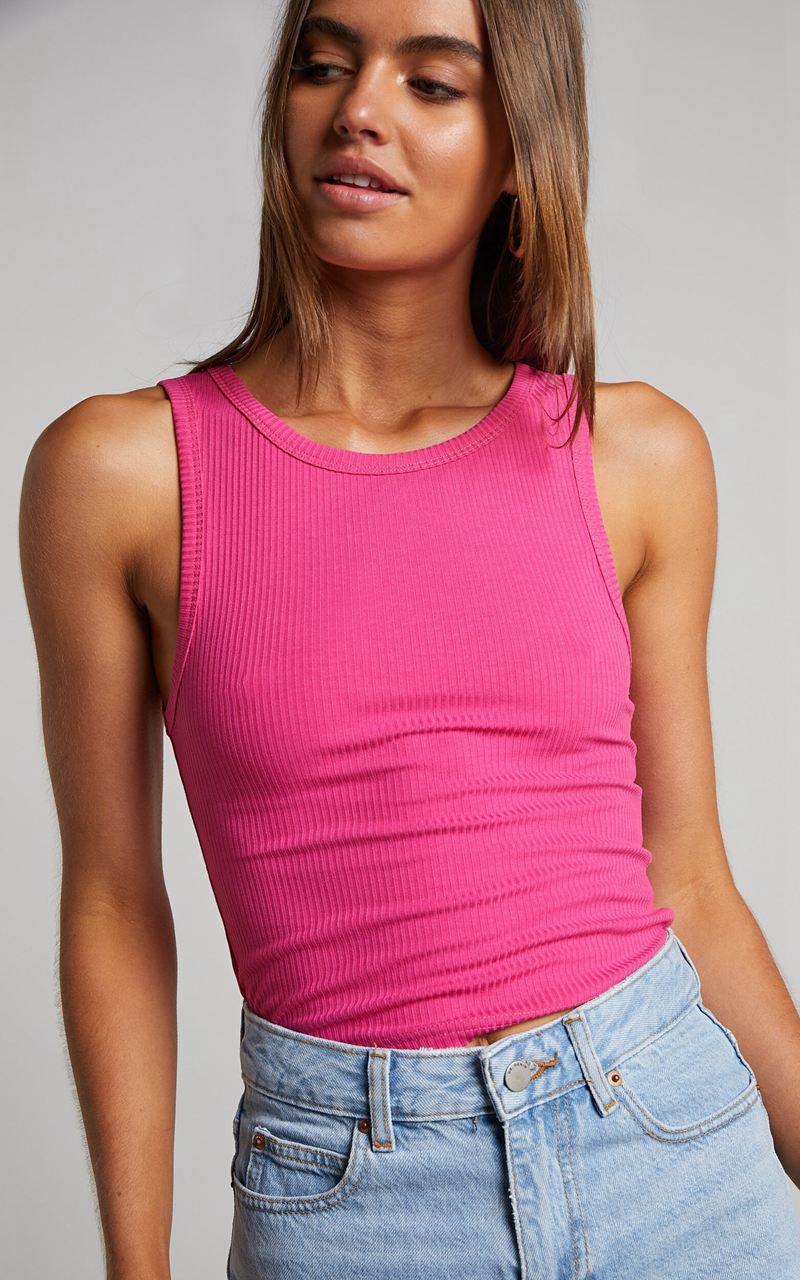 Showpo Can\'t You Tell Top - Ribbed Tank Top Hot Pink | ZFJUXV842