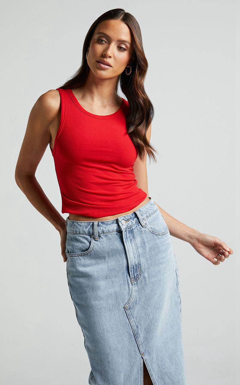 Showpo Can't You Tell Top - Ribbed Tank Top Red | RFDQHI493