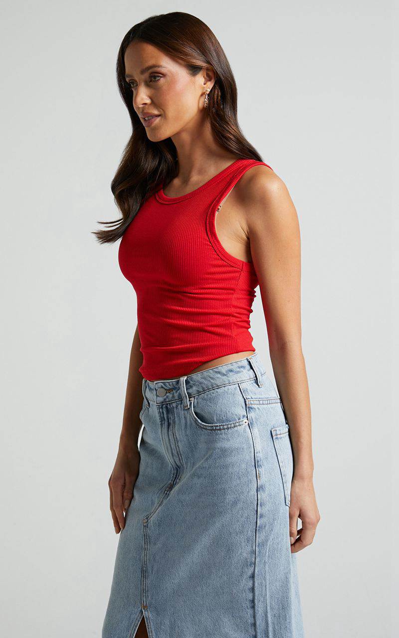 Showpo Can't You Tell Top - Ribbed Tank Top Red | RFDQHI493