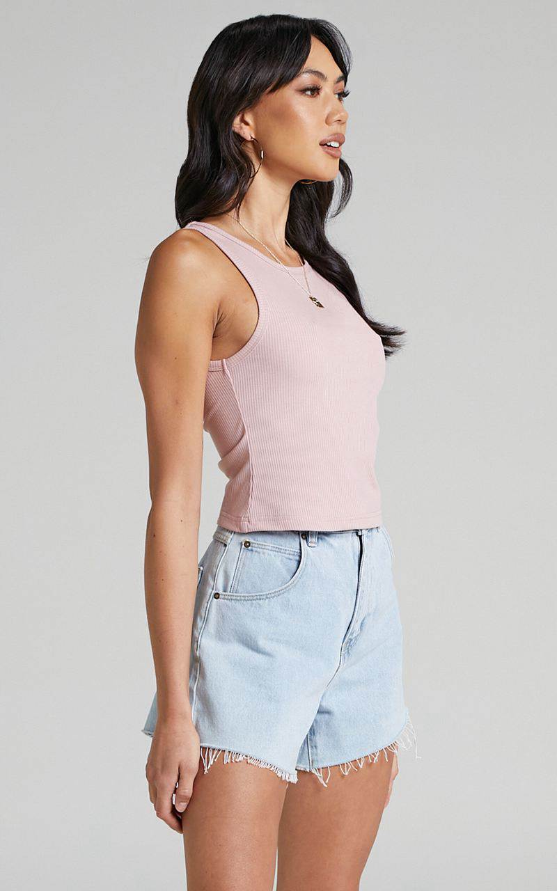 Showpo Can't You Tell Top - Ribbed Tank Top Dusty Pink | GAWQRE389