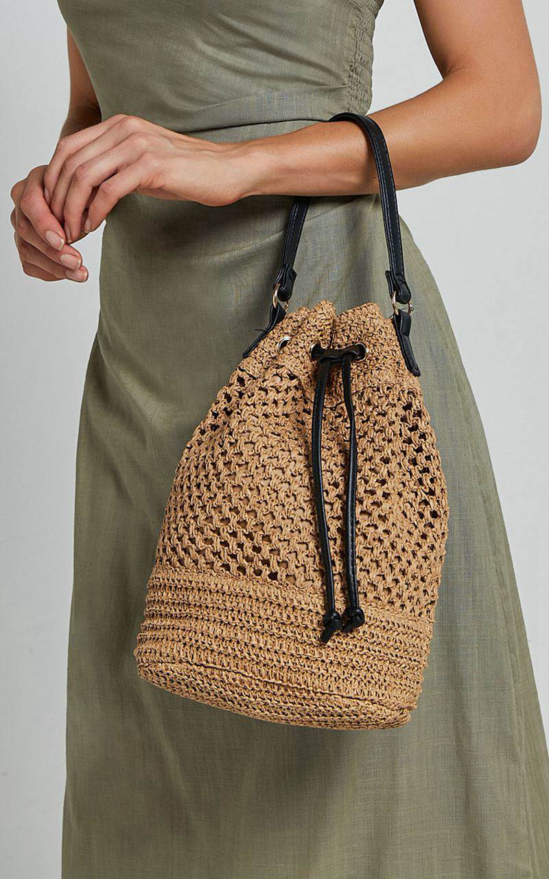 Showpo Capri Bag - Woven Bucket Bag With Pu Straps Natural | EXDAMI149