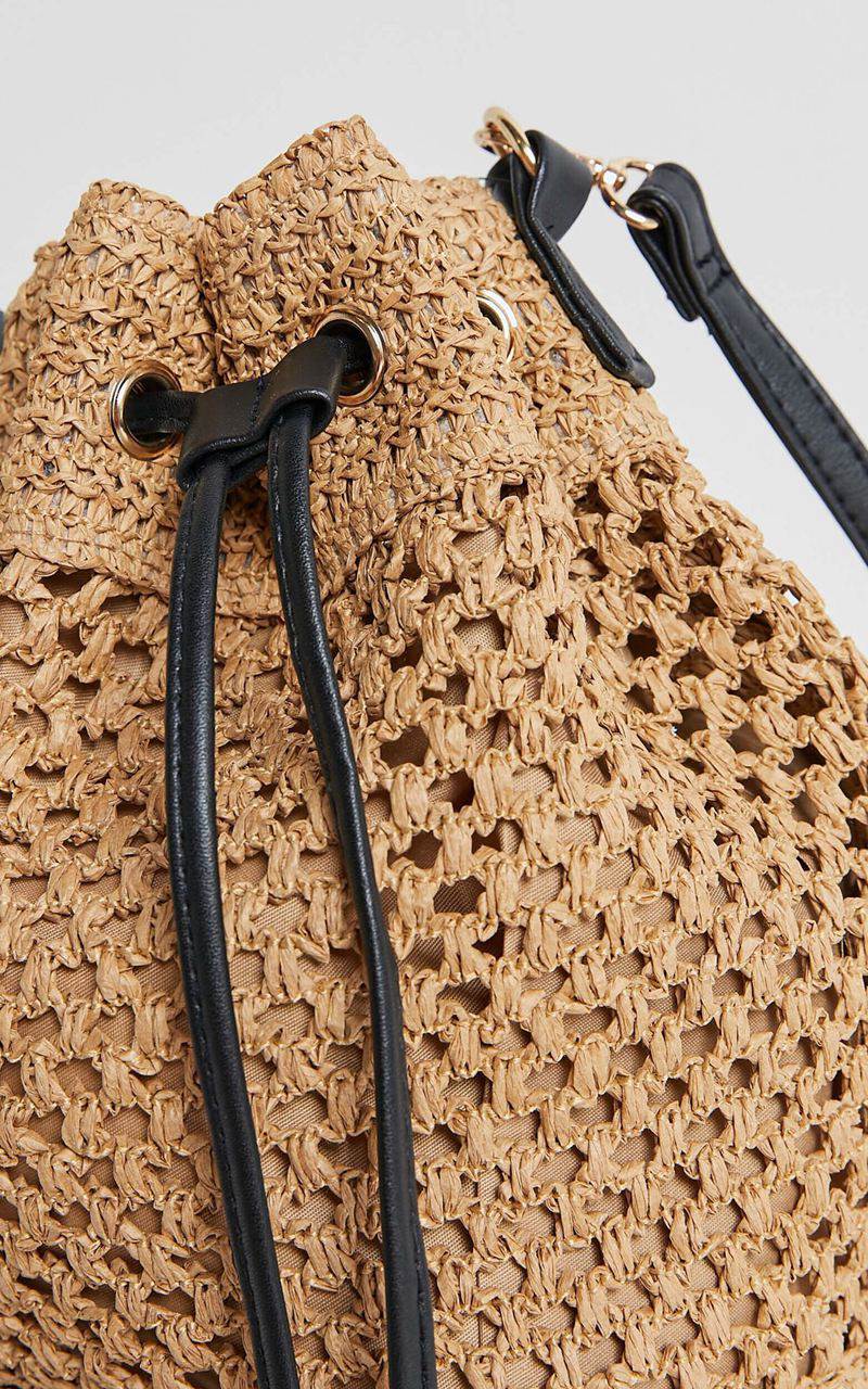 Showpo Capri Bag - Woven Bucket Bag With Pu Straps Natural | EXDAMI149