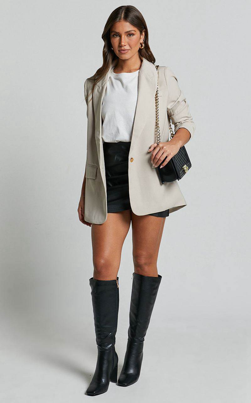 Showpo Caralina Blazer - Oversized Single Breasted Blazer Stone | RDTVFJ465