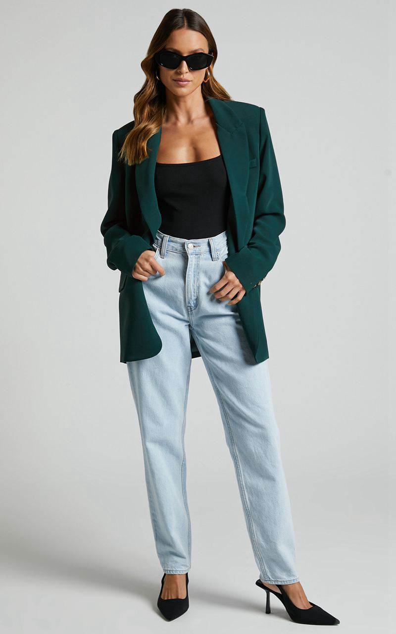 Showpo Caralina Blazer - Oversized Single Breasted Blazer Forest Green | TXPNMF584