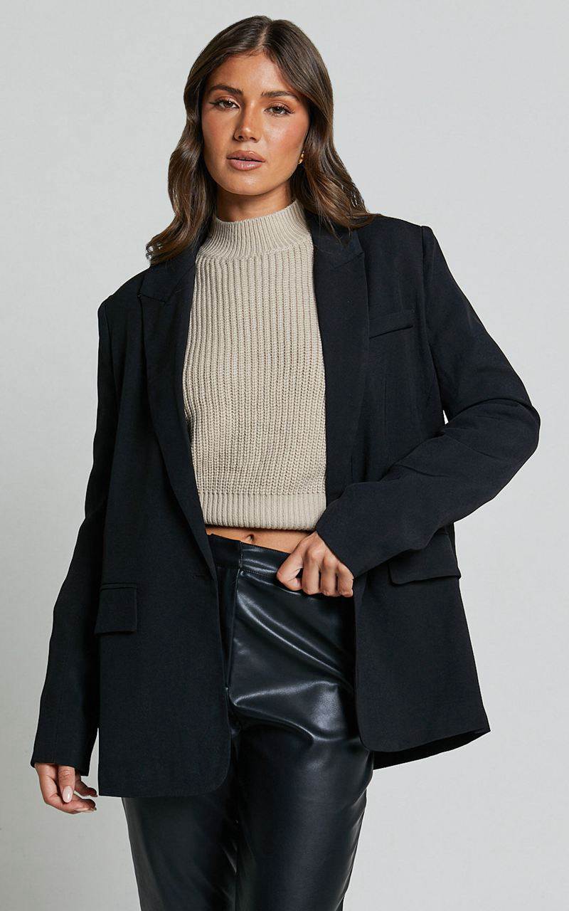 Showpo Caralina Blazer - Oversized Single Breasted Blazer Black | XZPEUL917