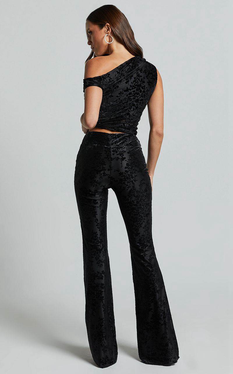 Showpo Christina Pants - Mid Waist Burnout Pants Black | JCBRNX945