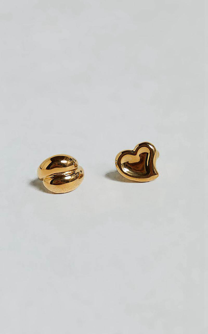 Showpo Claire 2 Ring Pack - Heart Shape Chunky Rings Gold | XFHJLI467