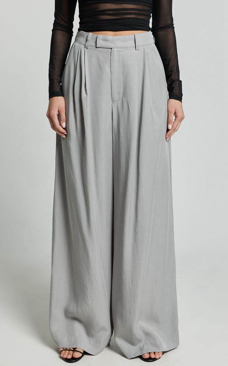 Showpo Clarke Pants - High Waist Wide Leg Pants Grey | RTIDMU630