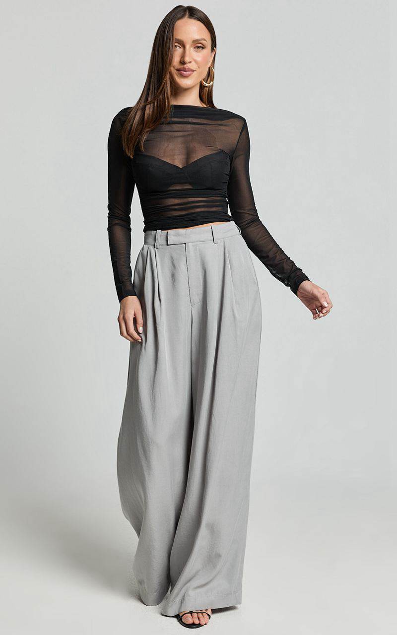 Showpo Clarke Pants - High Waist Wide Leg Pants Grey | RTIDMU630