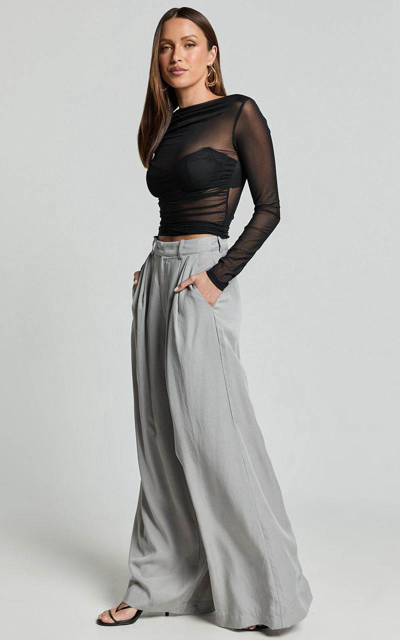 Showpo Clarke Pants - High Waist Wide Leg Pants Grey | RTIDMU630