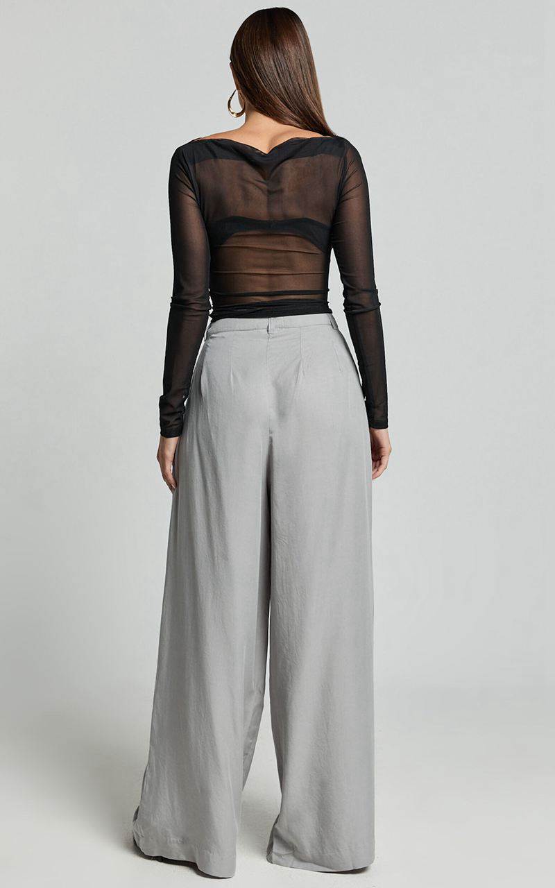 Showpo Clarke Pants - High Waist Wide Leg Pants Grey | RTIDMU630