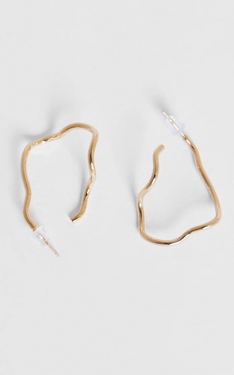 Showpo Claudia Earring - Swirl Detail Long Hoop Earring Gold | AFUQZN019