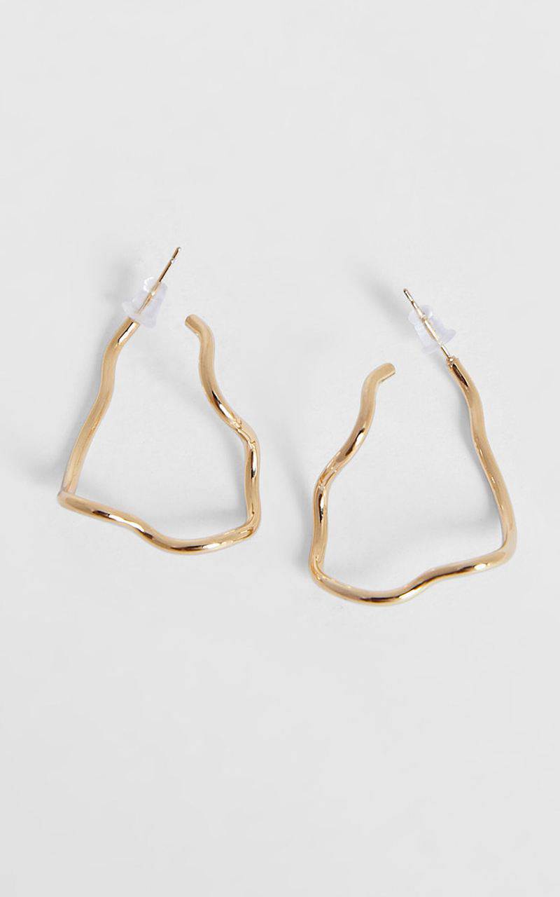 Showpo Claudia Earring - Swirl Detail Long Hoop Earring Gold | AFUQZN019