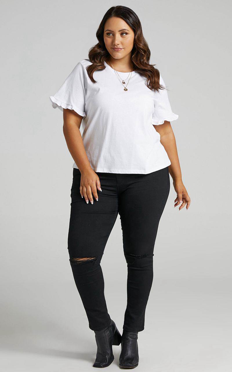 Showpo Closer To Home Tee - Ruffle Sleeve Tee White | YASZOD107