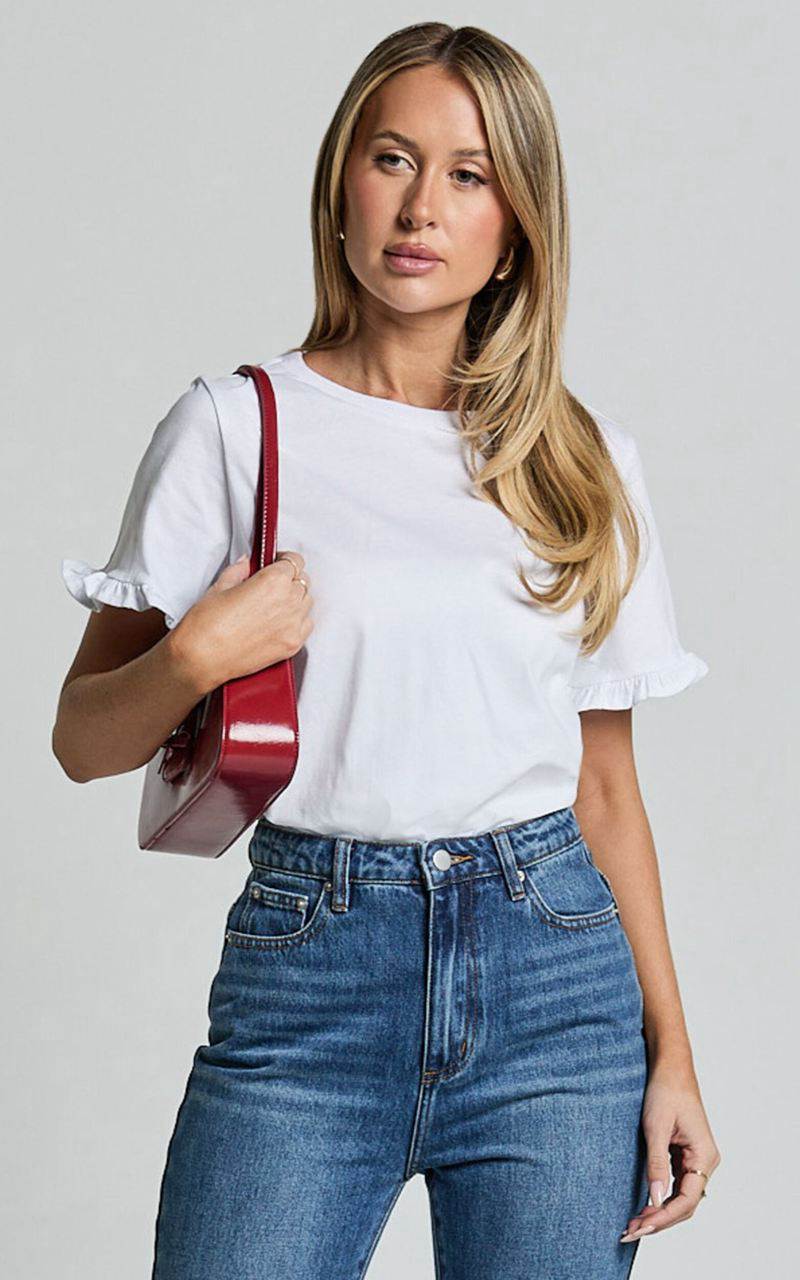 Showpo Closer To Home Tee - Ruffle Sleeve Tee White | YASZOD107