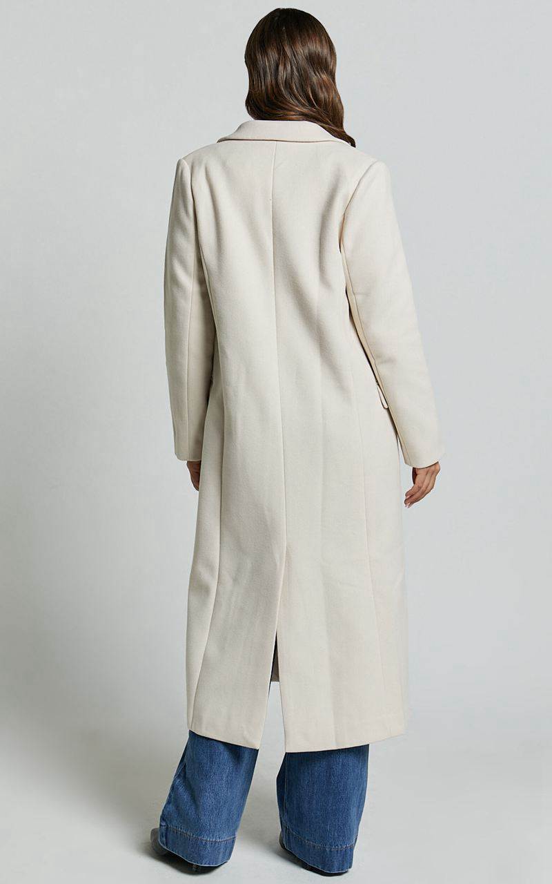 Showpo Colby Coat - Tailored Longline Coat Stone | LYDEWZ097