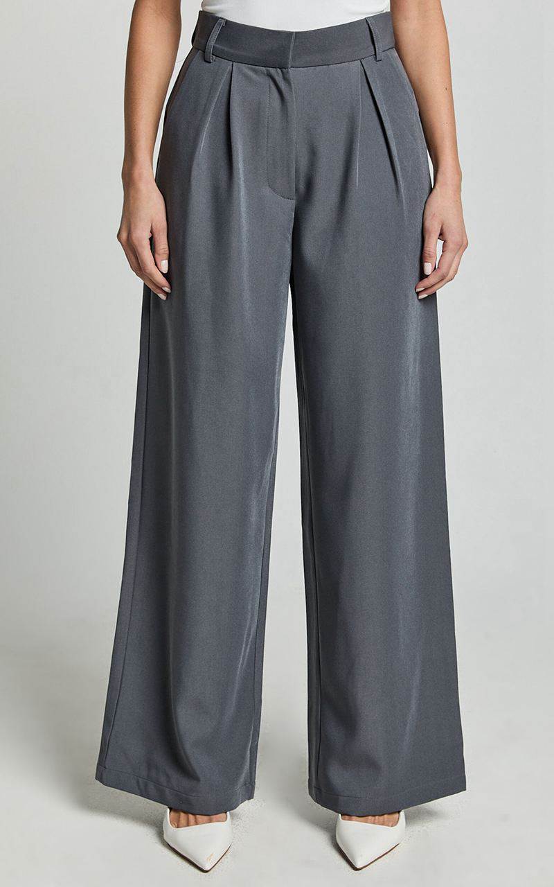 Showpo Daffy Pants - Elastic Back Waist Tailored Pant Grey | KHUBER964