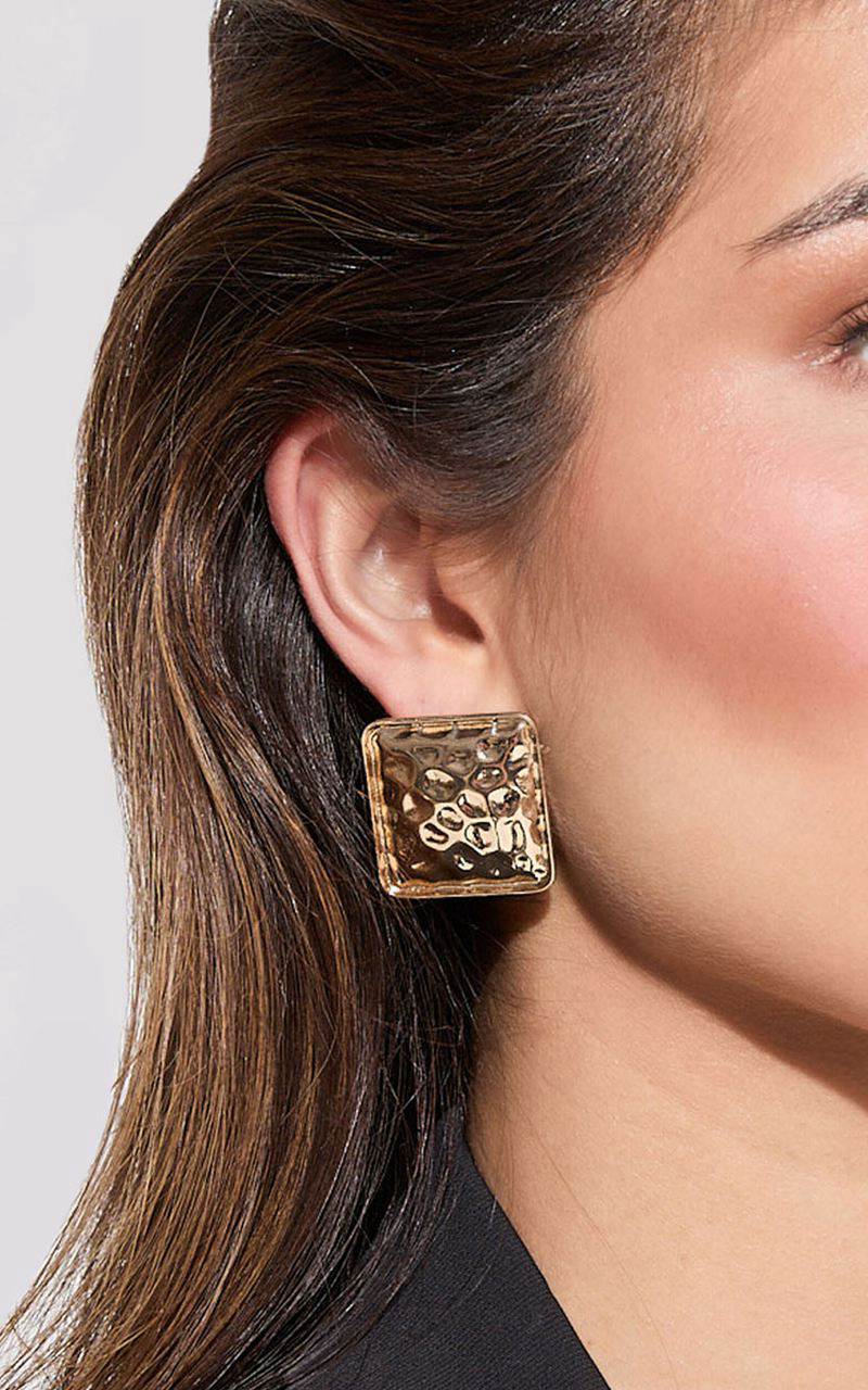 Showpo Dakota Earrings - Statement Distressed Square Earrings Gold | VKYUHE125