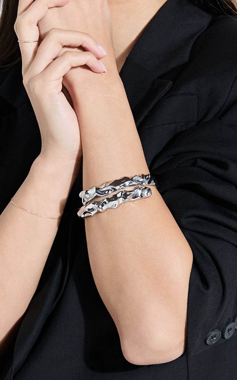 Showpo Dale Bracelet - Textured Wrap Bracelet Silver | TWFGDP234