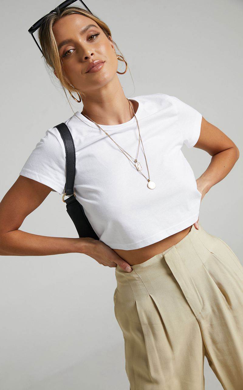 Showpo Danzel Top - Boxy Fit Cap Sleeve Crop Top White | QZBPCD672