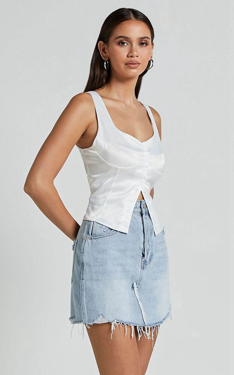 Showpo Daphne Top - Button Down Bust Detail Top Ivory | KHTUSV168