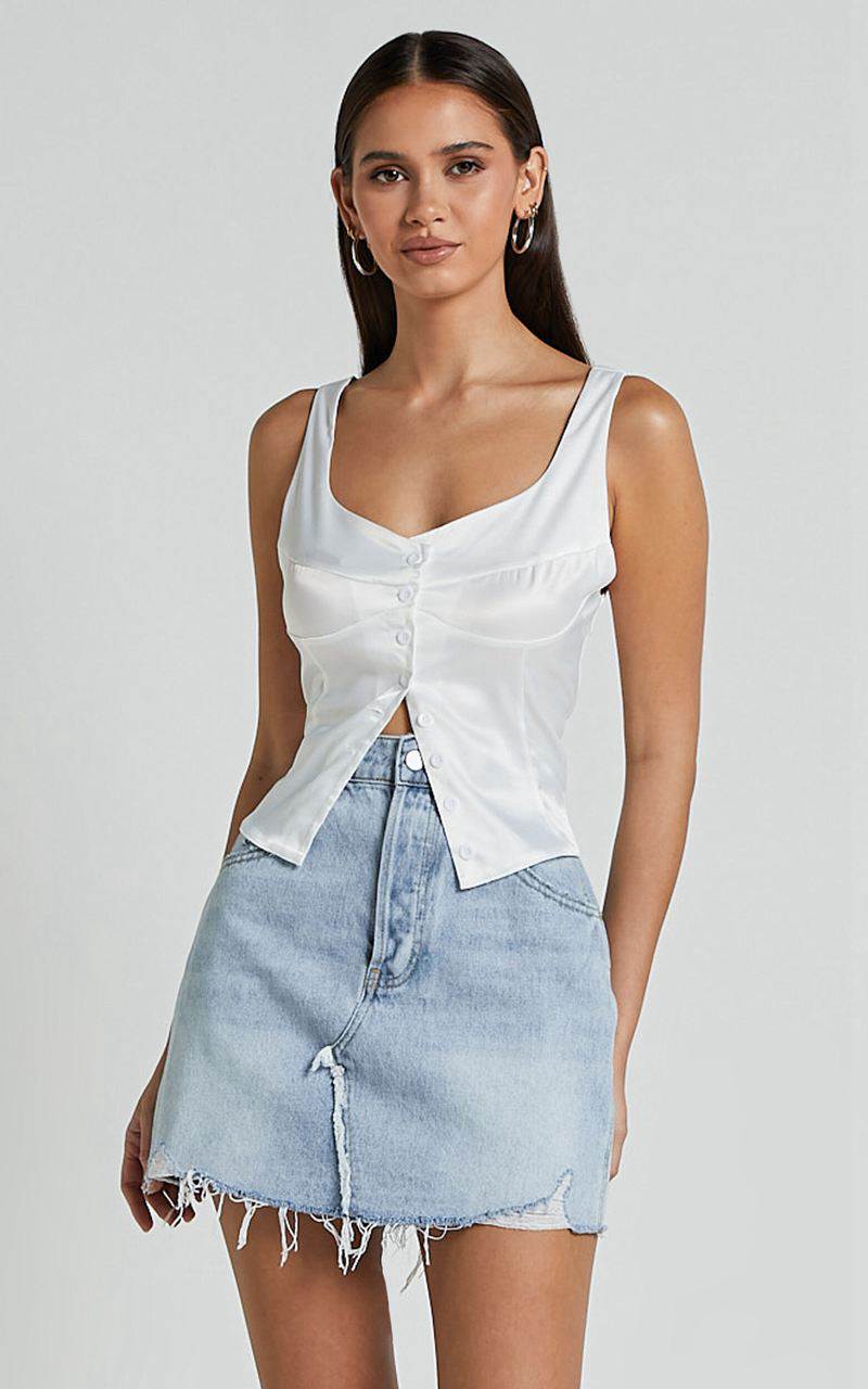 Showpo Daphne Top - Button Down Bust Detail Top Ivory | KHTUSV168