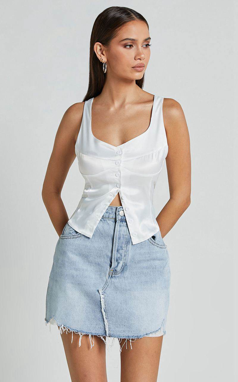 Showpo Daphne Top - Button Down Bust Detail Top Ivory | KHTUSV168