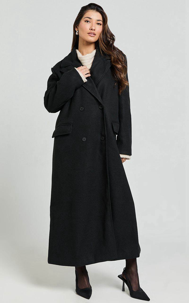 Showpo Demi Coat - Long Lined Coat Black | AJMLTS849