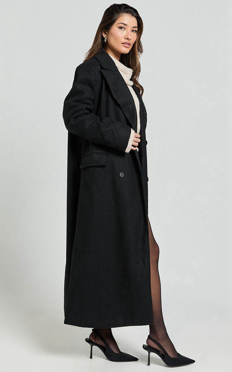 Showpo Demi Coat - Long Lined Coat Black | AJMLTS849