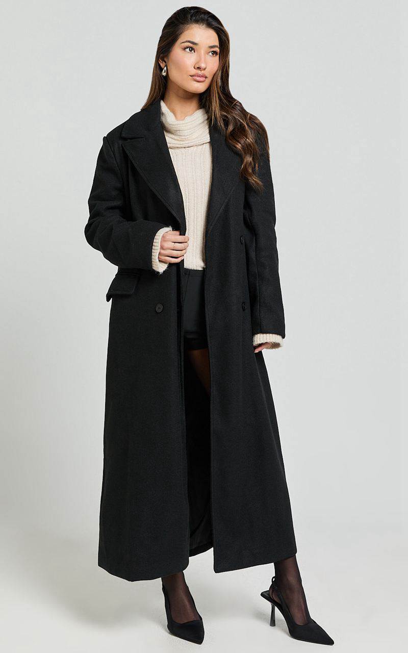 Showpo Demi Coat - Long Lined Coat Black | AJMLTS849