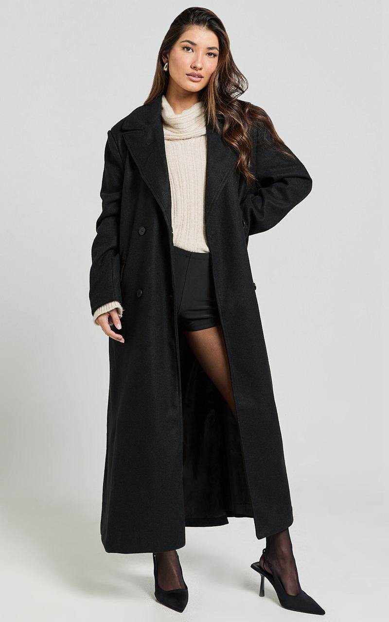 Showpo Demi Coat - Long Lined Coat Black | AJMLTS849