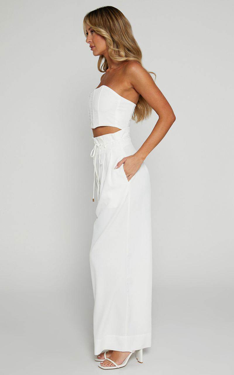 Showpo Denmark Two Piece Set - Strapless Top & Wide Leg Set White | DZAEYS830