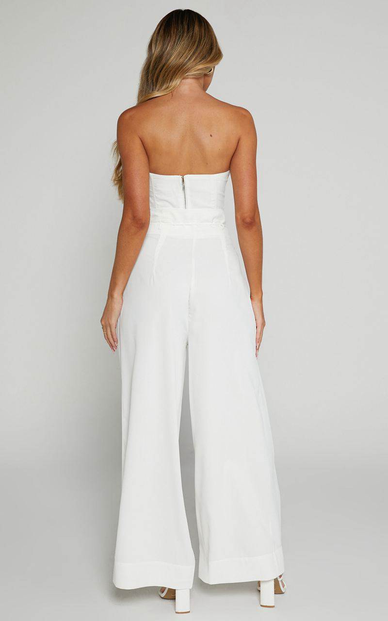 Showpo Denmark Two Piece Set - Strapless Top & Wide Leg Set White | DZAEYS830