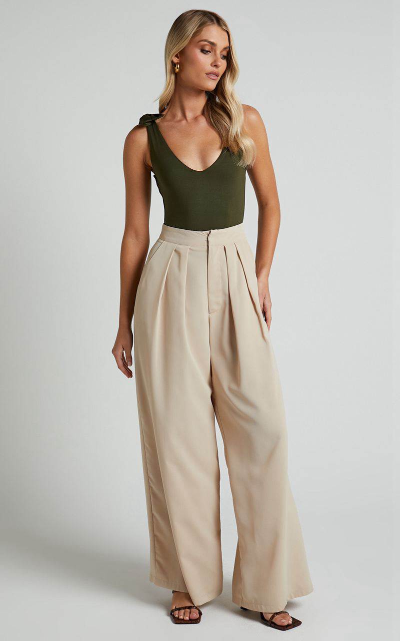 Showpo Denver Pant - High Waisted Straight Leg Full Length Beige | DQXNIB803