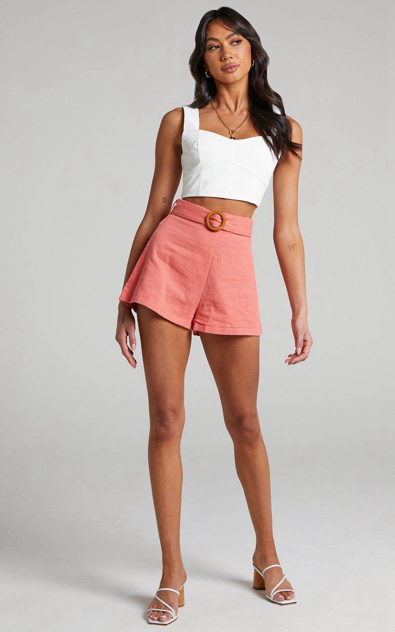 Showpo Devera Shorts - Belted High Waist Shorts Watermelon | GTQEWV620