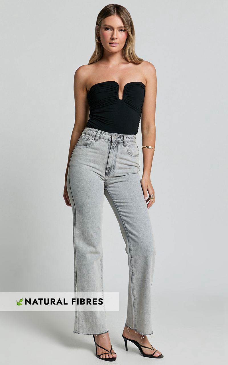 Showpo Dexter Jeans - High Waisted Straight Leg Denim Jeans Grey Wash | LJDRQP481