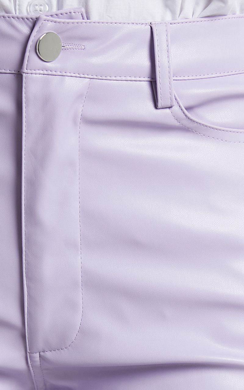 Showpo Dilyene Pants - Mid Waist Straight Leg Faux Leather Pants Lilac | YGTIEN201