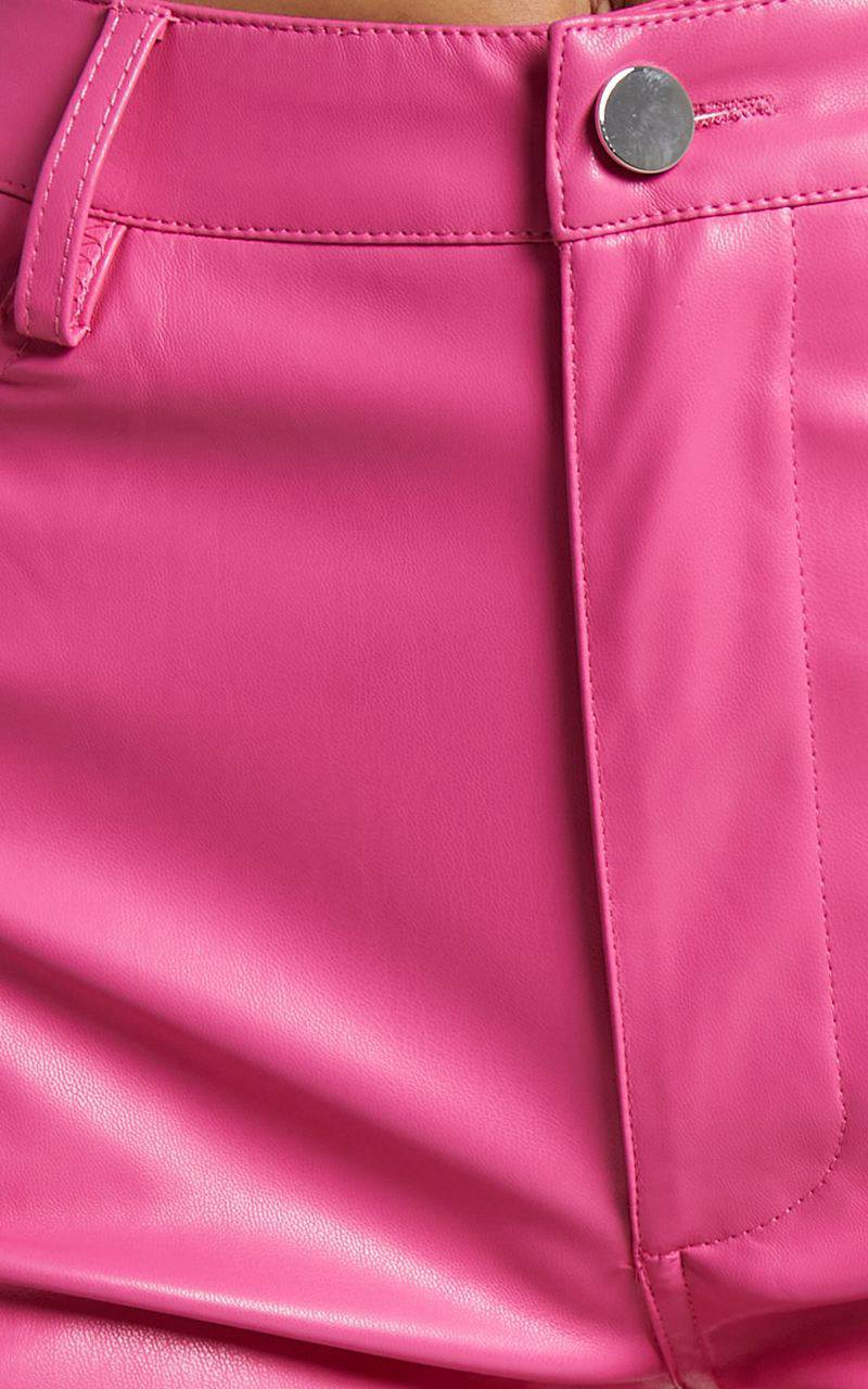 Showpo Dilyene Pants - Mid Waist Straight Leg Faux Leather Pants Hot Pink | GNCILV168